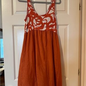 Velvet Orange & White Silk Dress Size L